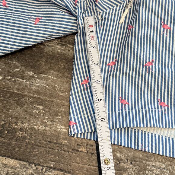 Rainforest Stripe Flamingo Print Seersucker 7" Swim Trunks Mens Size Small NWT - Picture 13 of 14